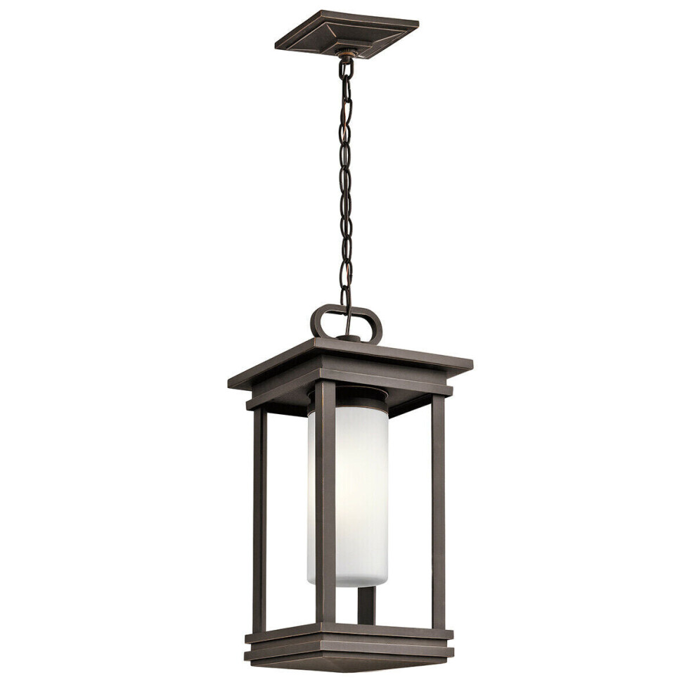 Loops Outdoor Ip44 1 Bulb Chain Lantern Rubbed Led E14 60W Light/Bronze