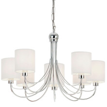 Multi Light Ceiling Pendant 7 Bulb Chrome & White Shade Chandelier Modern Lamp