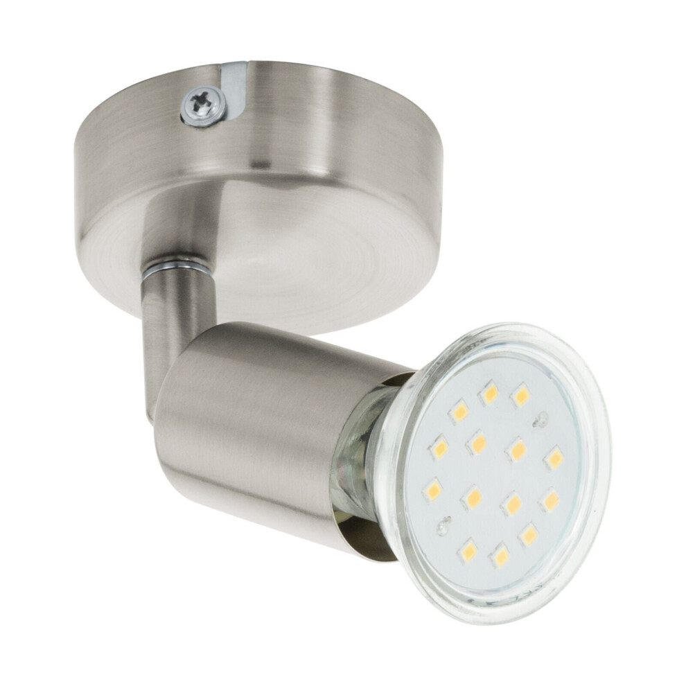 Loops Wall 1 Spot Colour Satin Nickel Steel Shade Bulb Gu10 1X3w Included Light