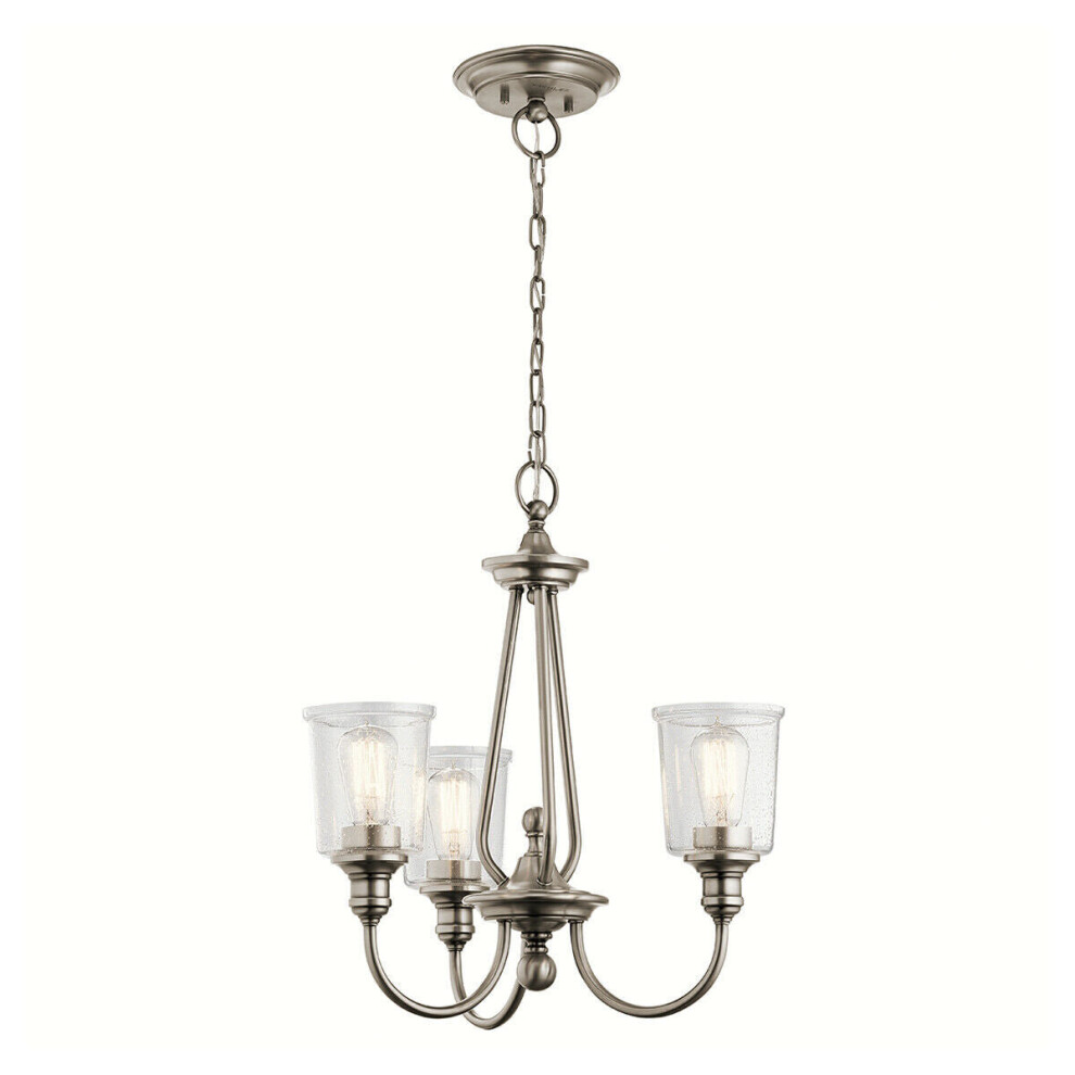 Loops 3 Bulb Chandelier Hanging Pendant Classic Pewter Led E27 60W Bulb Light