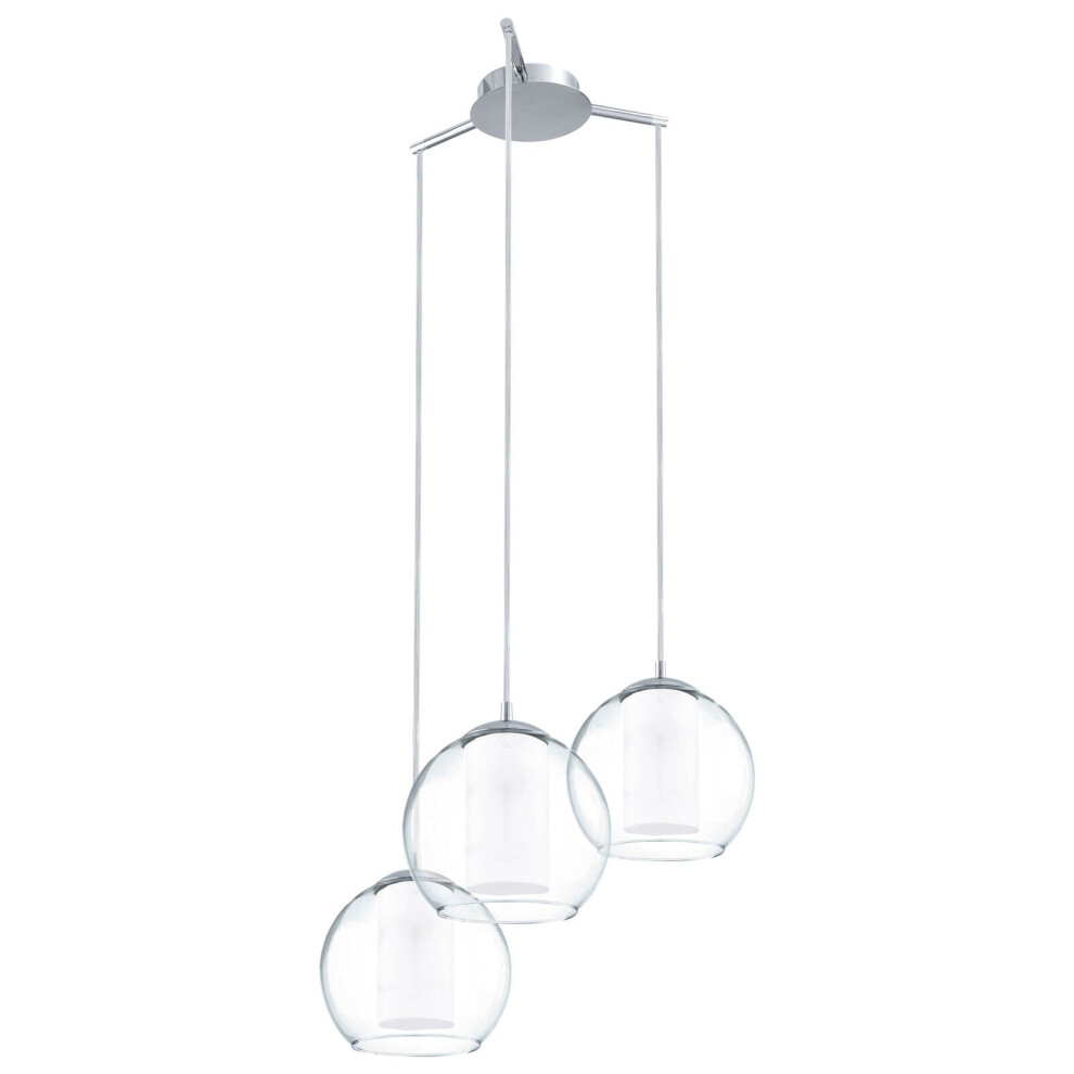 Loops Pendant Colour Chrome Shade Clear Satin Glass Glass Bulb E27 3X60w Light/White