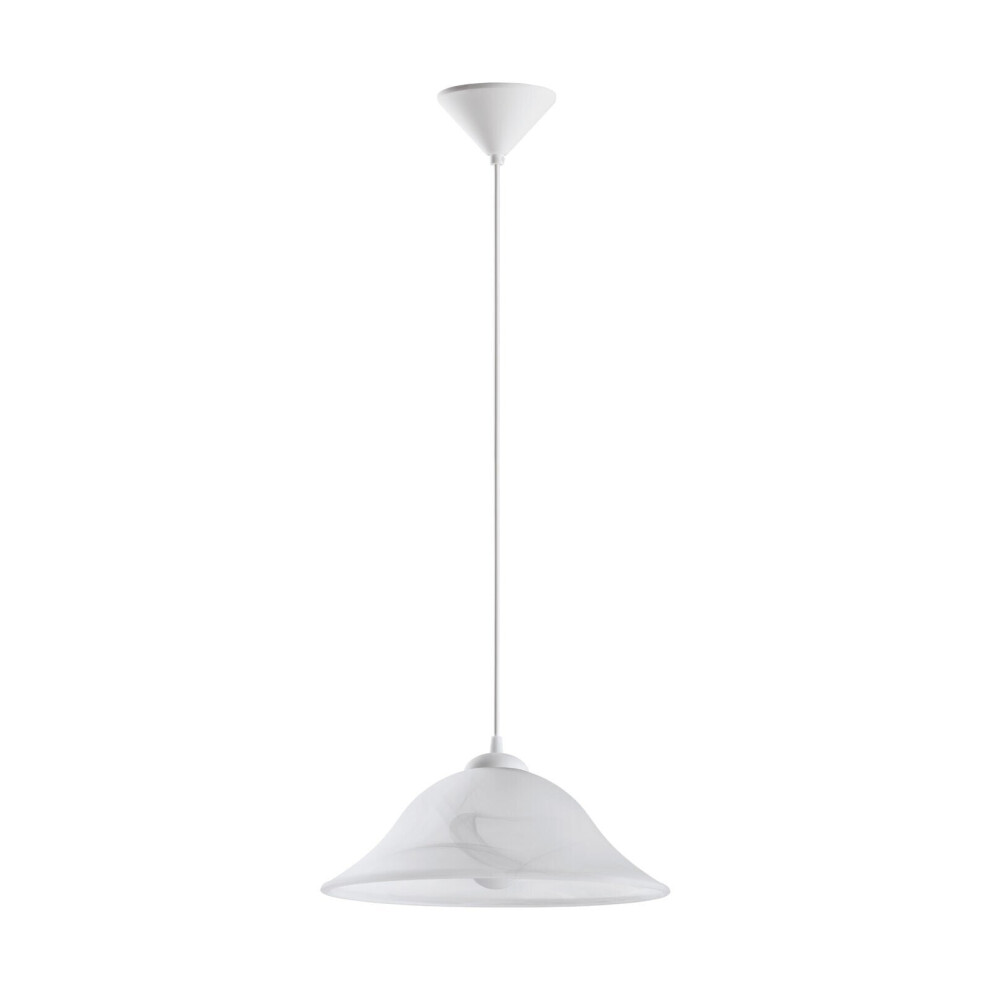 Pendant Ceiling Light Colour White Shade White Glass Alabaster Bulb E27 1x60W