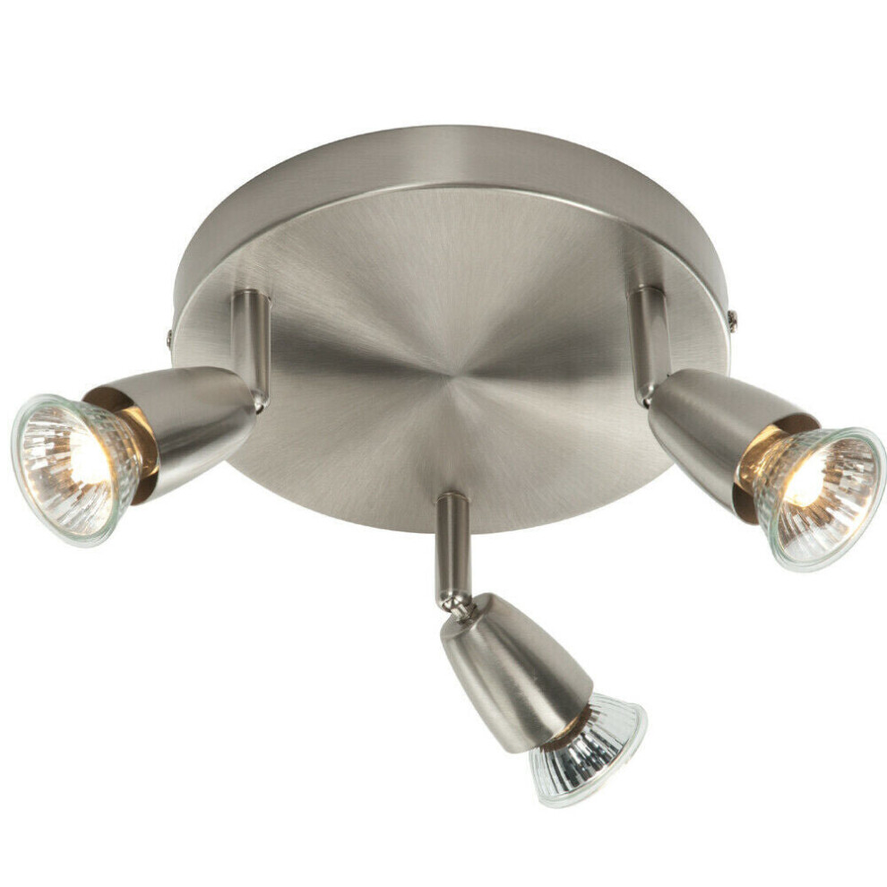 Loops Led Adjustable Ceiling Spot Satin Nickel Triple Gu10 Dimmable Down Light
