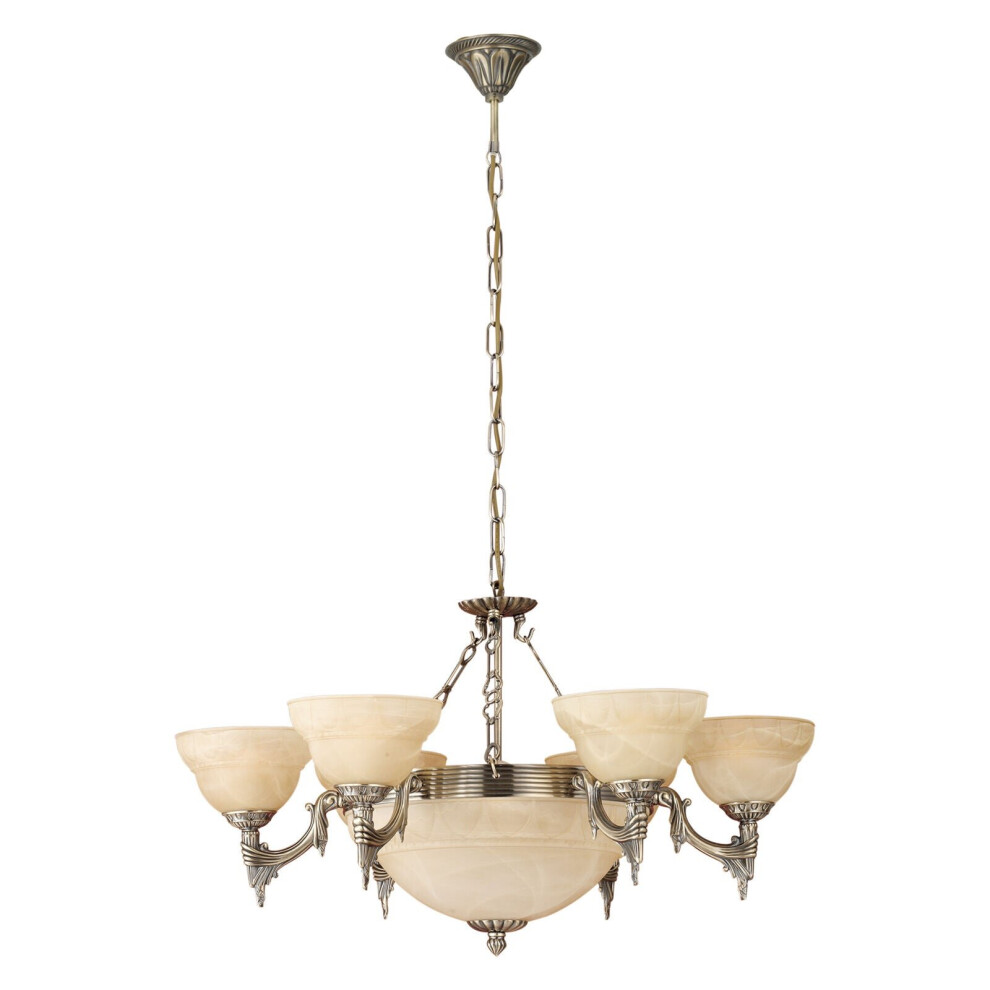 Loops Pendant Colour Bronzed Shade Champagne Glass Alabaster Bulb E14 9X60w Light