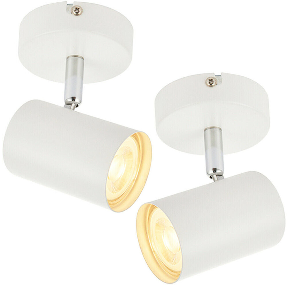 Loops 2X Led Adjustable Ceiling Spotlights Matt Single Gu10 Dimmable Downlight White