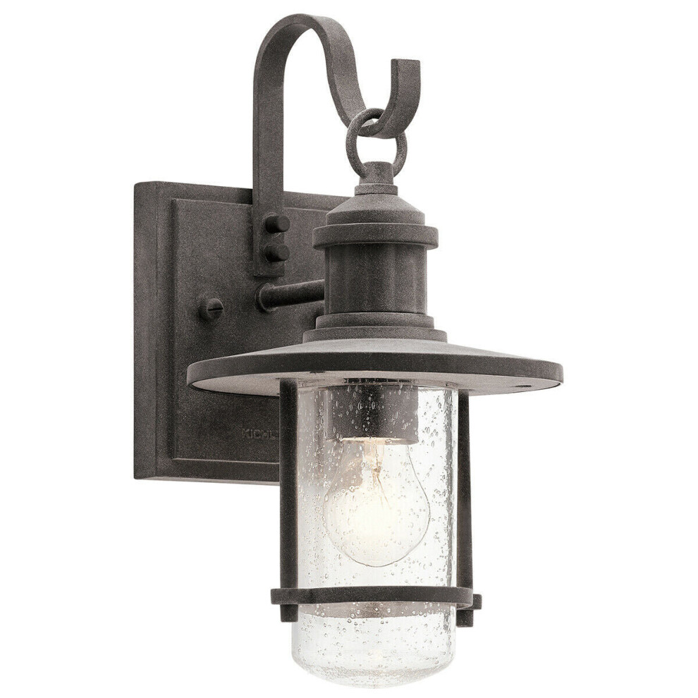 Loops Outdoor Ip44 1 Bulb Wall Lantern Weathered Zinc Led E27 60W Light