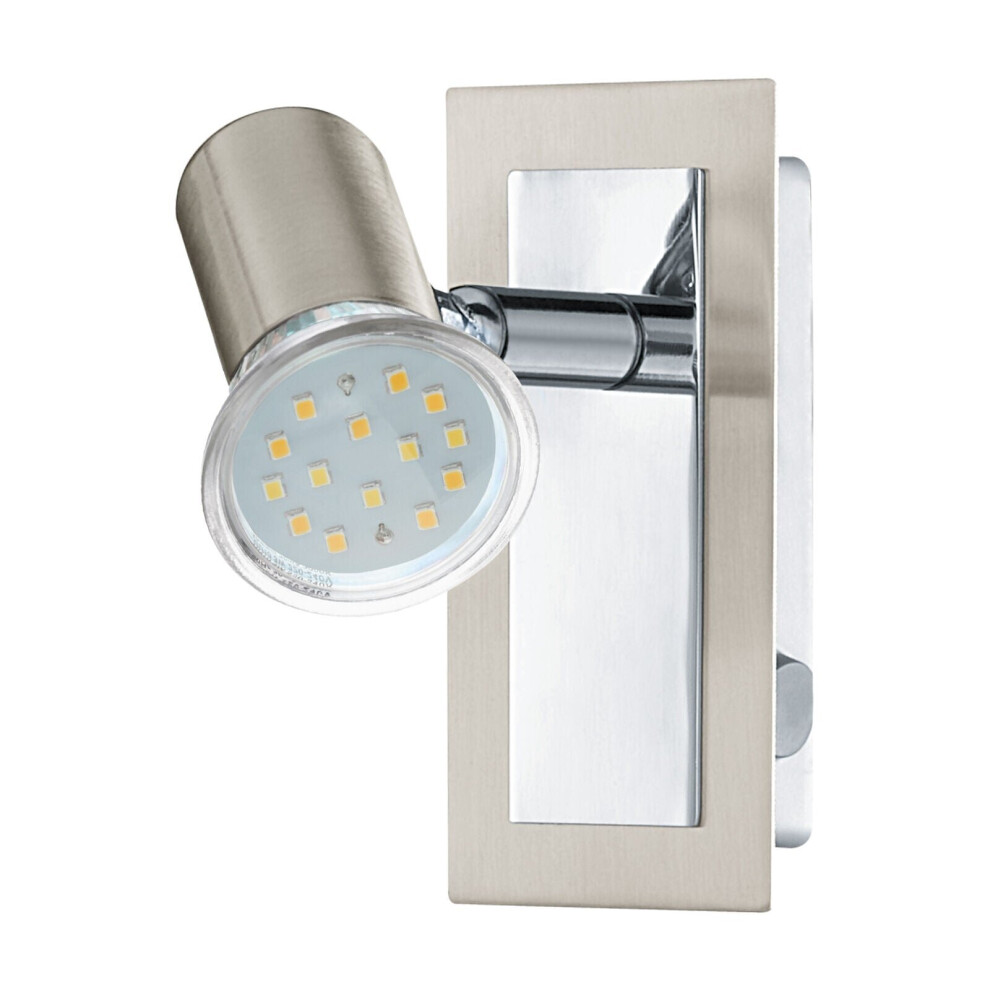 Loops Wall Colour Satin Nickel Chrome Plated Rocker Switch Bulb Gu10 1X5w Light