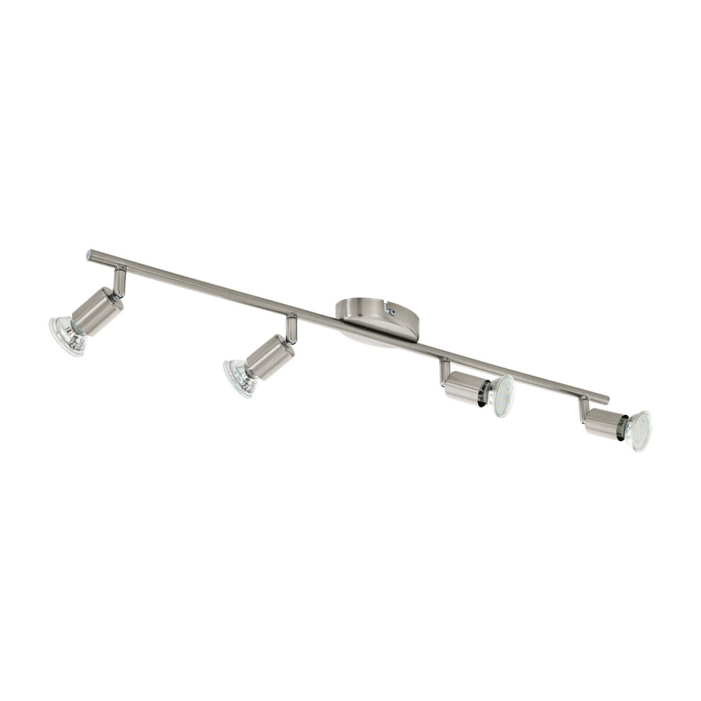 Loops Flush 4 Spot Ceiling Colour Satin Nickel Steel Bulb Gu10 4X3w Included Light