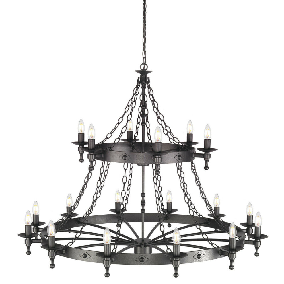 Loops 18 Bulb Chandelier 2 Tier Hand Crafted Graphite Finish Led E14 60W Black