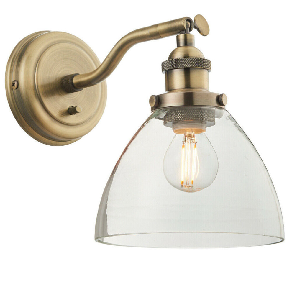 Loops Dimmable Led Wall Antique Brass Glass Shade Adjustable Industrial Fitting Light