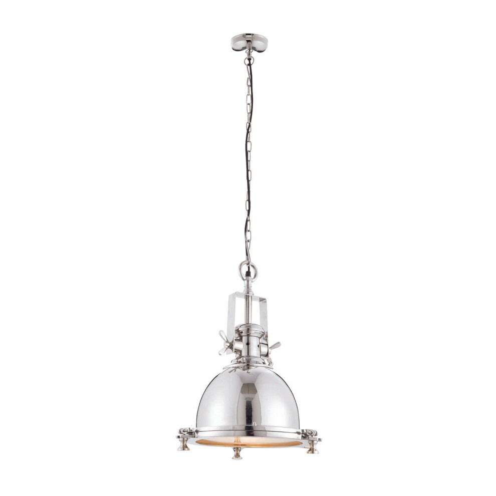 Ceiling Pendant Light Bright Nickel Plate & Sandblasted Glass 40W E27 GLS