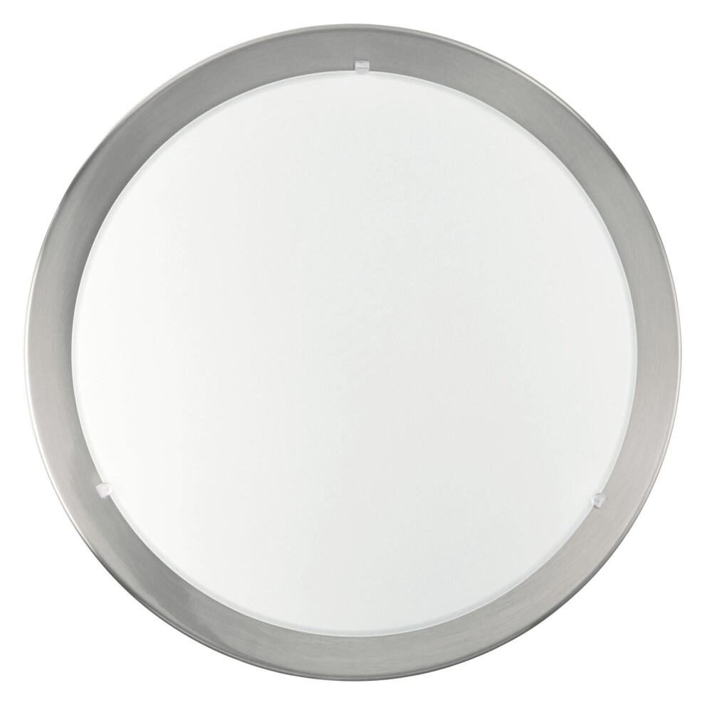 Loops Wall Flush Ceiling Satin Nickel Clear Satin Glass Bulb E27 1X60w Light/White