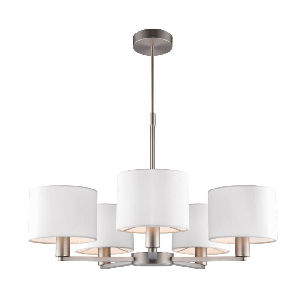 Loops Ceiling Pendant Light Matt Nickel Plate & Vintage White Fabric 5 X 40W E14