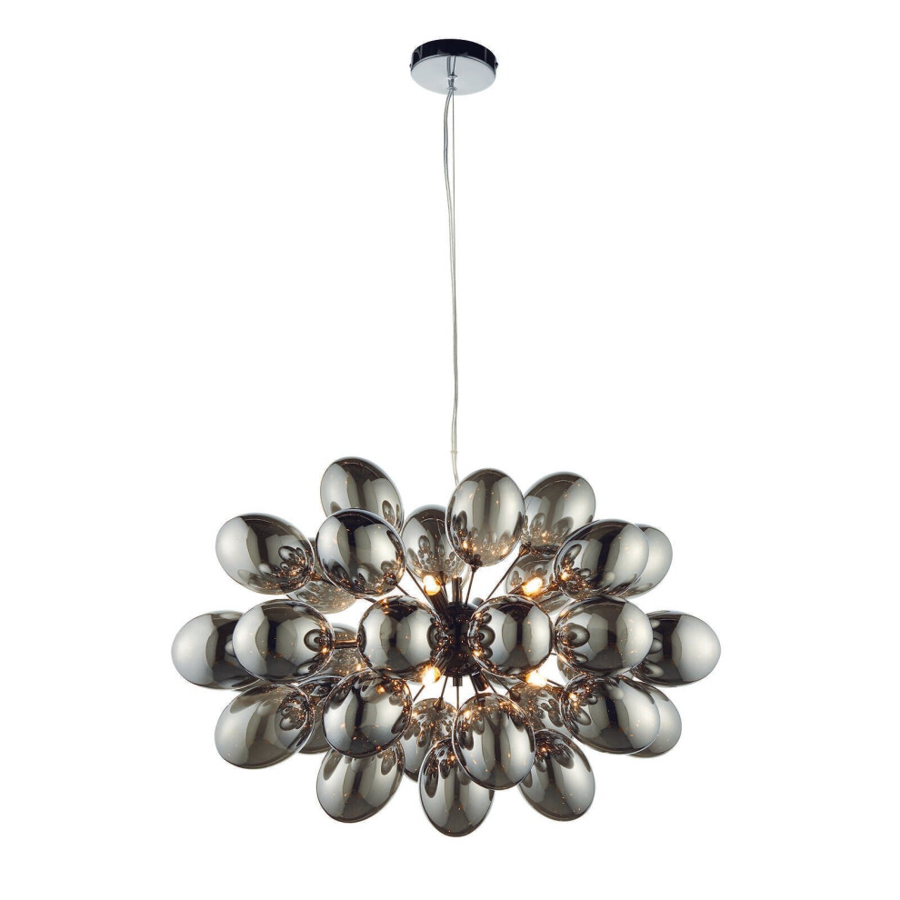 Loops Ceiling Pendant Light Black Chrome Plate & Smoked Mirror Glass 8 X 28W G9