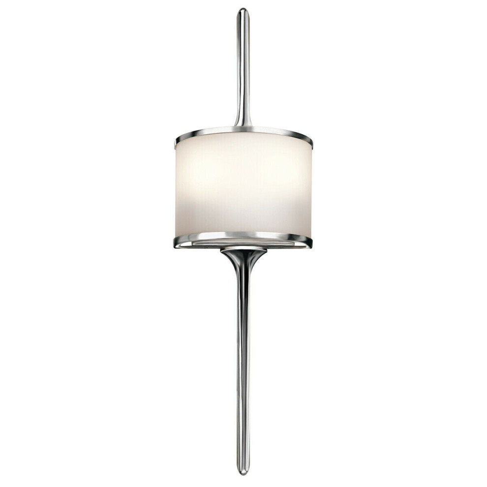 IP44 Twin Wall Light Long Pole Central Glass Shade Polished Chrome LED G9 3.5W