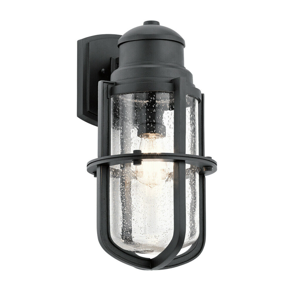 Outdoor IP44 1 Bulb Wall Light Lantern Textured Black LED E27 60W d01819