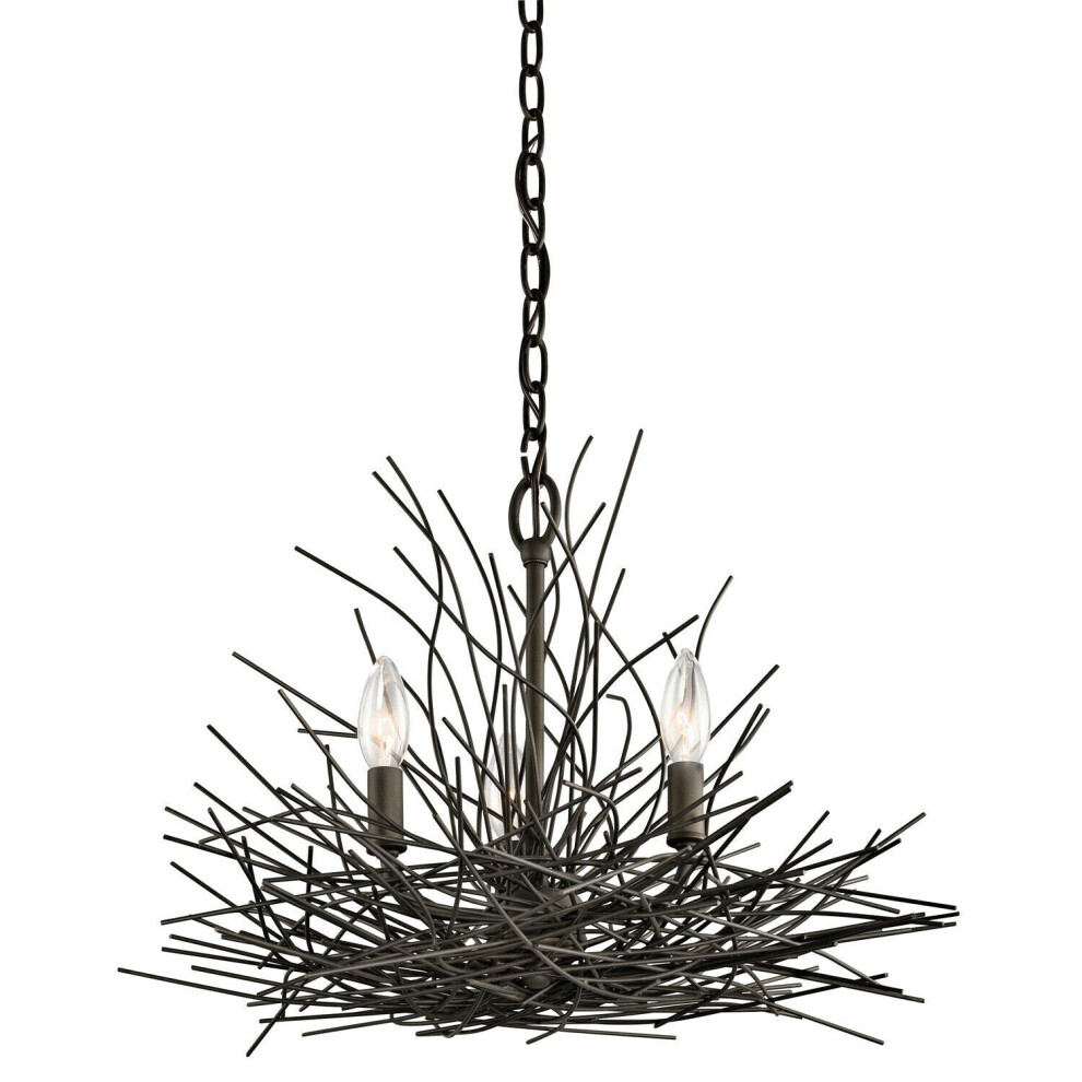 3 Bulb Chandelier Hanging Pendant LIght Olde Bronze LED E14 60W Bulb