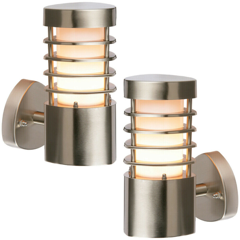 Loops 2 Pack Ip44 Outdoor Wall Stainless Steel Open Lantern Traditional Porch Light