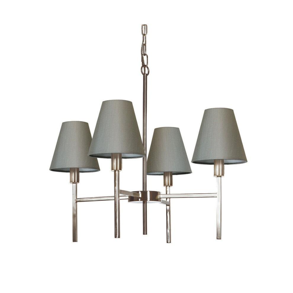 Loops 4 Bulb Chandelier Hanging Pendant Brushed Nickel Led E14 25W Bulb Light