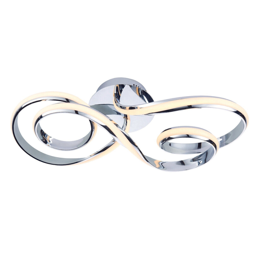 Loops Semi Flush Ceiling Chrome Plate & Silicone 36W Led Module Light/White