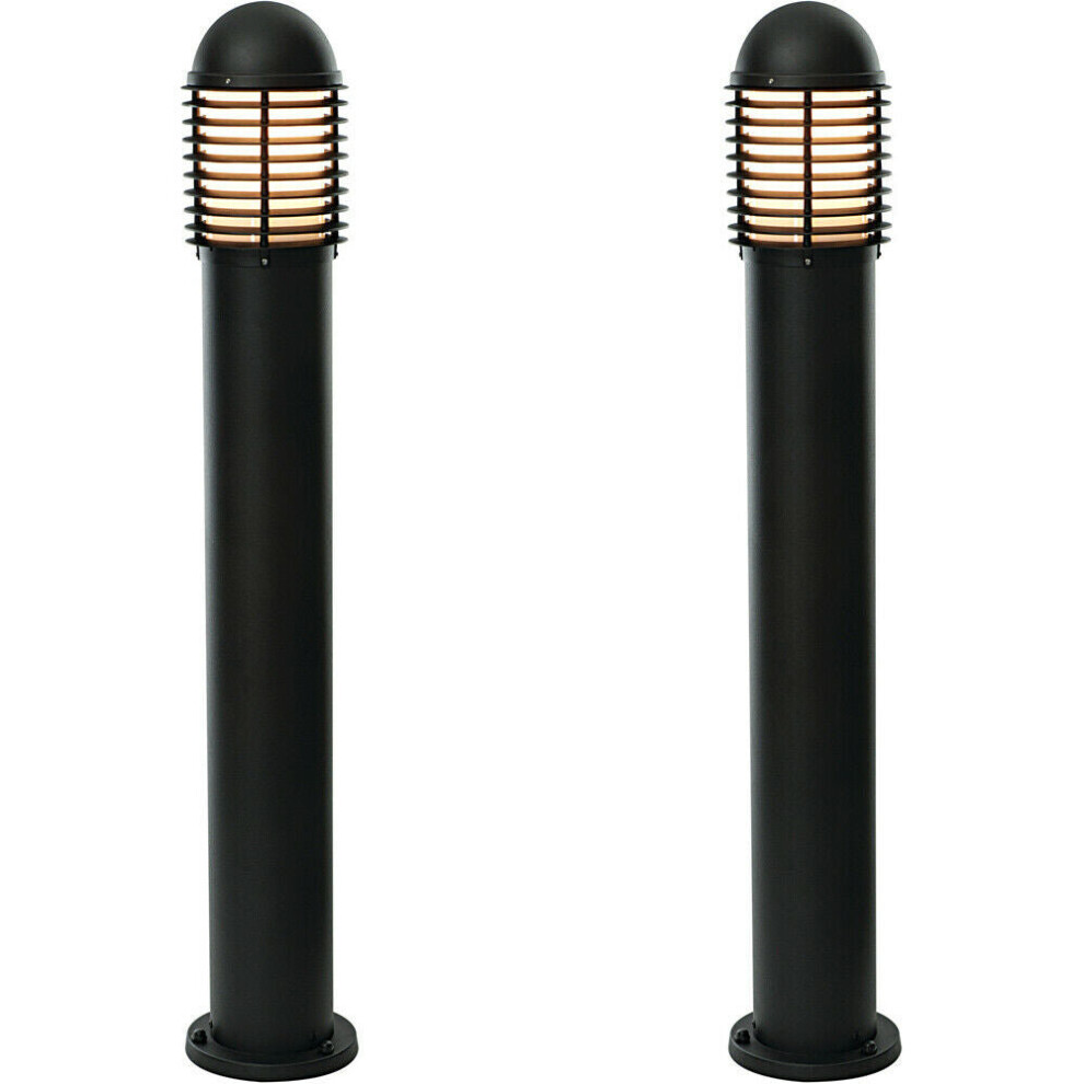 2 PACK Outdoor IP44 Bollard Light Matt Black 1000mm Lamp Post Garden Driveway