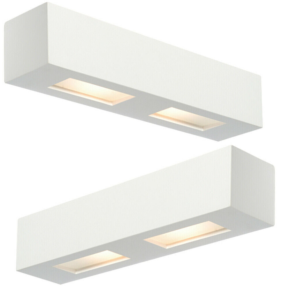 2 PACK Dimmable Twin Wall Light Primed White (ready to paint) Box Down Lamp