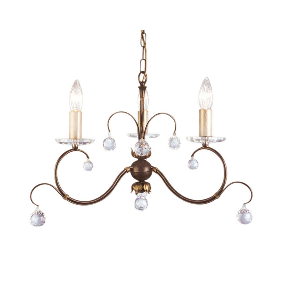 Loops 3 Bulb Chandelier Hanging Pendant Patina Led E14 60W Bulb Light/Bronze