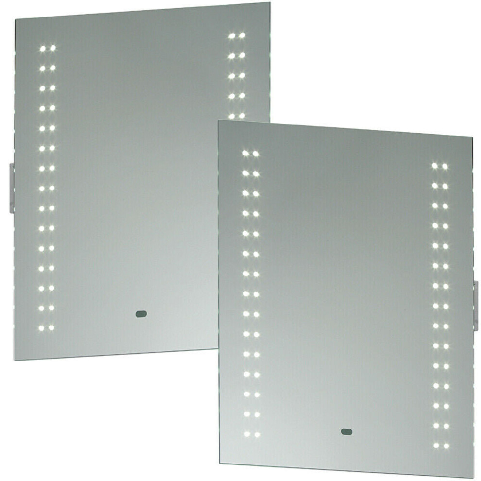 Loops 2 Pack Ip44 Led Bathroom Mirror 60Cm X 50Cm Vanity Shaver Socket & Motion Light