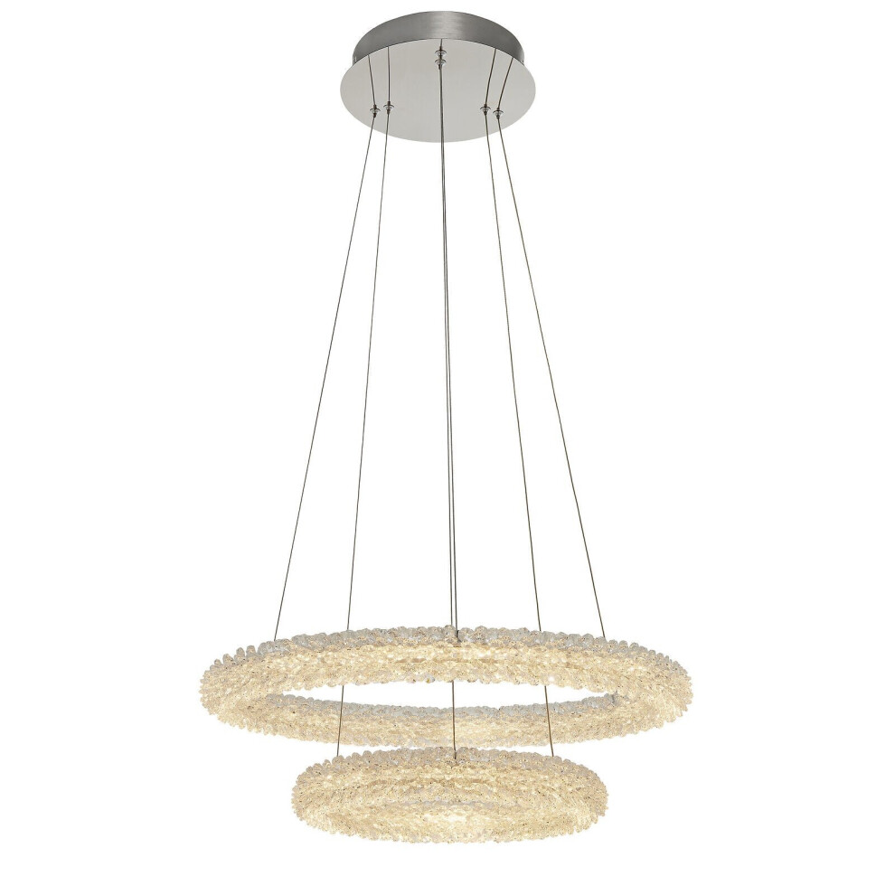 Ceiling Pendant Light Clear Crystal & Chrome Plate 48W LED Bulb Included