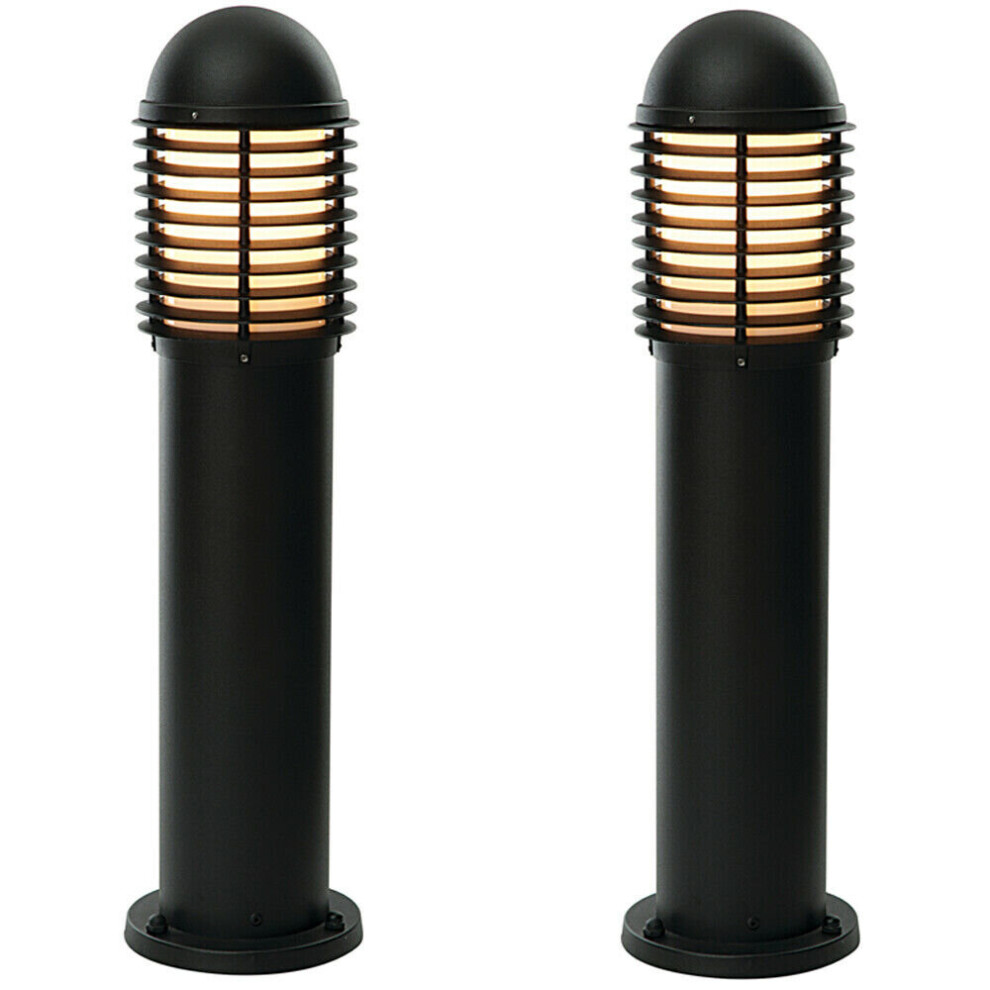 2 PACK Outdoor IP44 Bollard Light Matt Black 650mm LED Lamp Post Garden Driveway