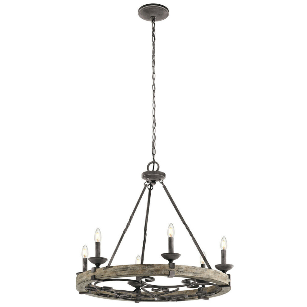 6 Bulb Chandelier Hanging Pendant LIght Weathered Zinc LED E14 60W Bulb-image-OPC-P8WJTKC-NEW