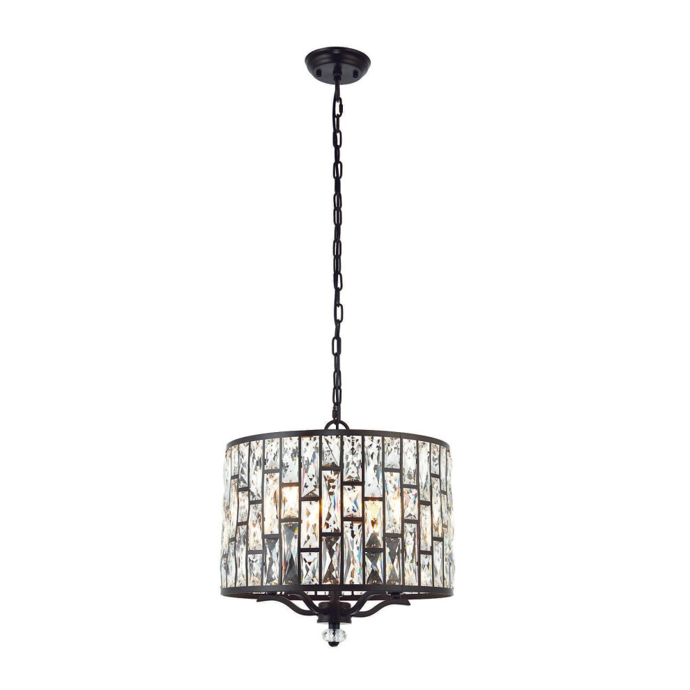 Ceiling Pendant Light Dark Bronze Paint & Clear Crystal 5 X 40W E14