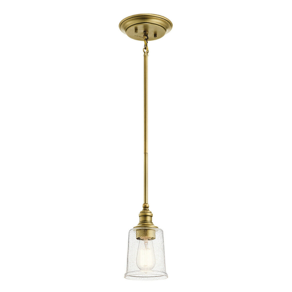 1 Bulb Ceiling Pendant Light Fitting Natural Brass LED E27 60W Bulb