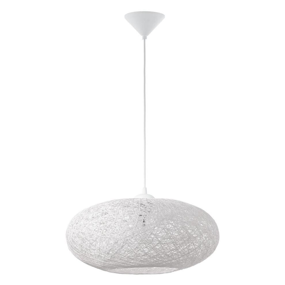 Loops Pendant Ceiling Light Colour White Shade White Paper Threads Bulb E27 1X60w