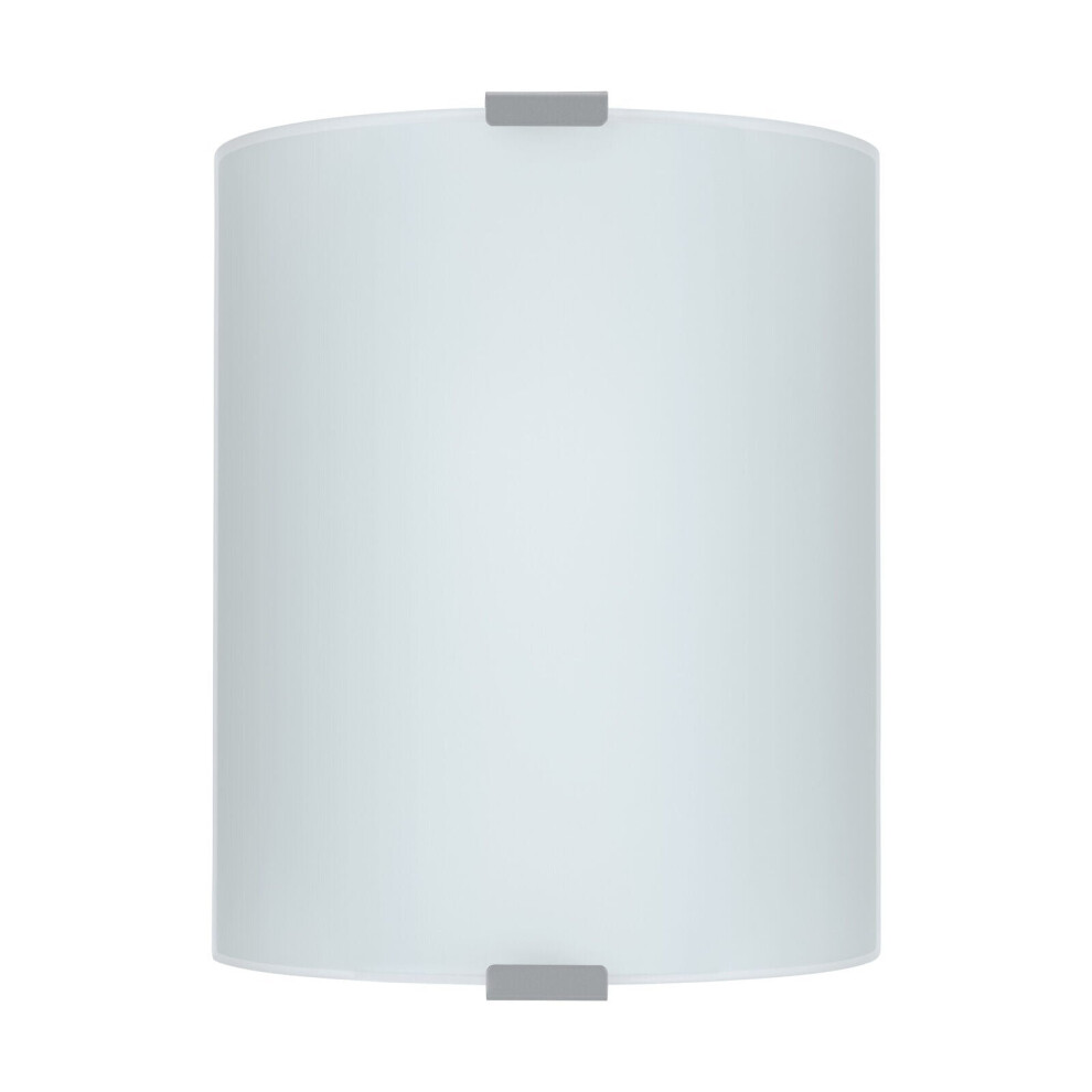 Wall Flush Ceiling Light Colour Silver Shade White Satin Glass Bulb E27 1x60W