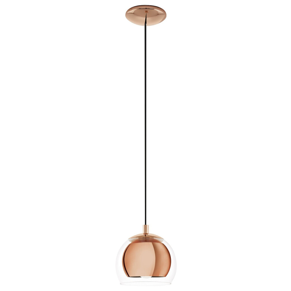 Loops Pendant Ceiling Light Copper Coloured Steel Shade Clear Glass Bulb E27 1X40w