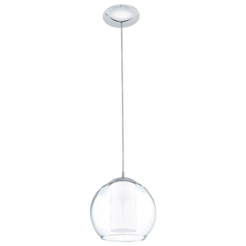 Pendant Light Colour Chrome Shade White Clear Satin Glass Glass Bulb E27 1x60W