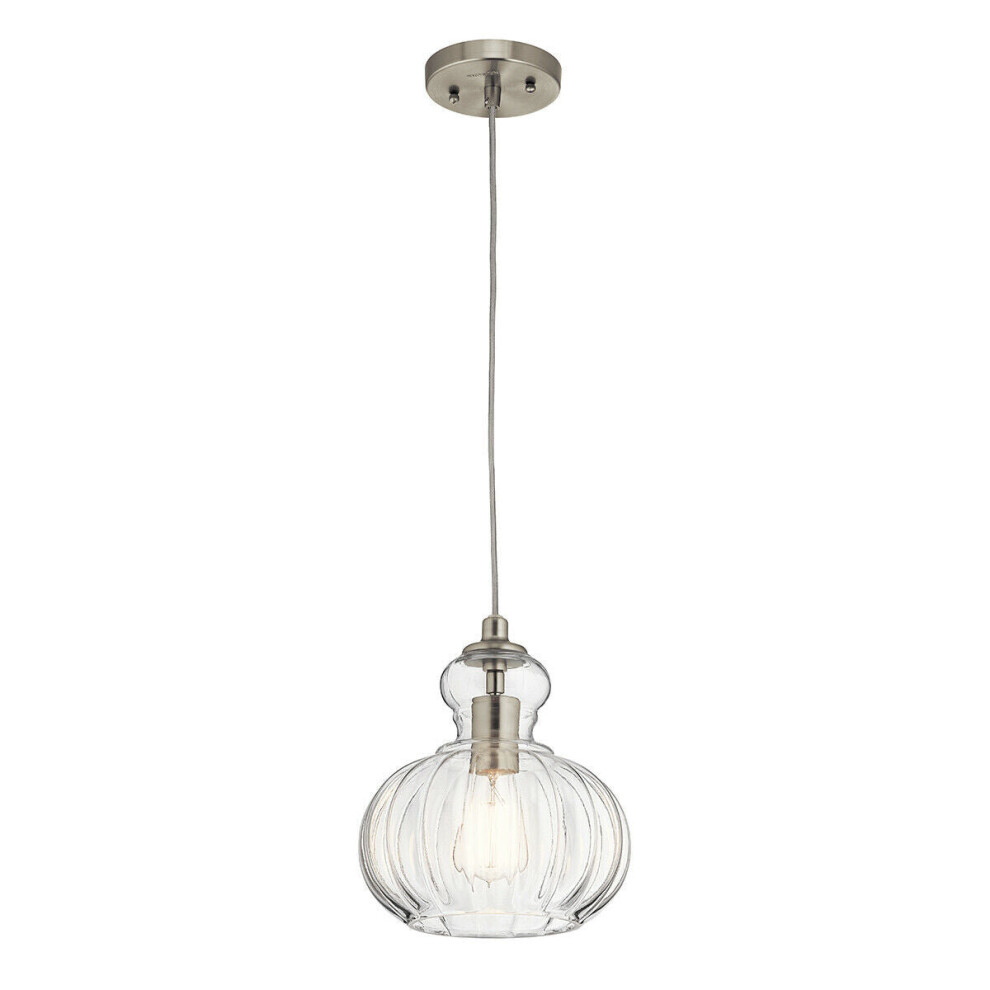 Loops 1 Bulb Ceiling Pendant Fitting Brushed Nickel Led E27 60W Bulb Light