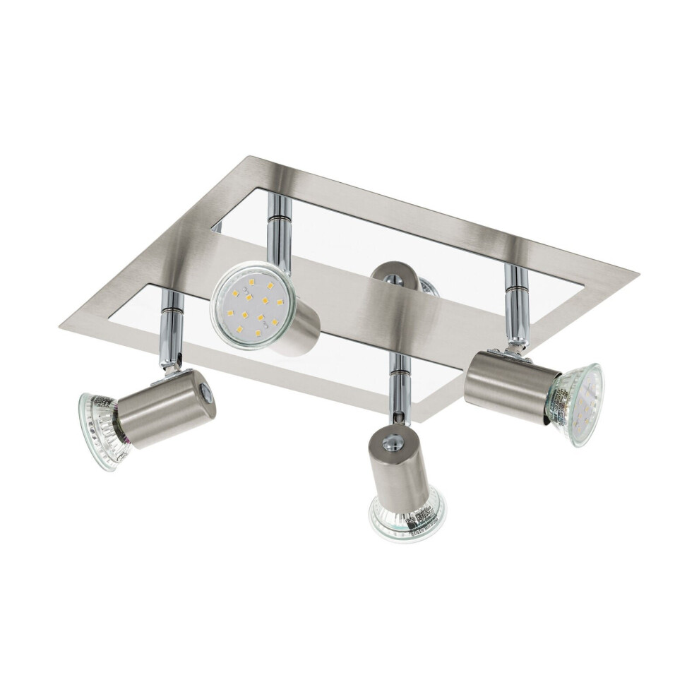 Loops Flush Ceiling Colour Satin Nickel Chrome Shade Bulb Gu10 4X5w Included Light