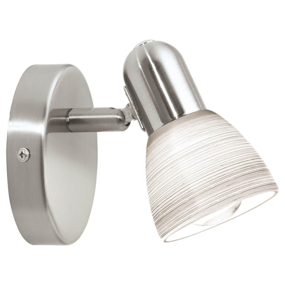 Loops Wall Light Colour Satin Nickel Shade White Glass Wiping Technique Bulb E14 1X25w