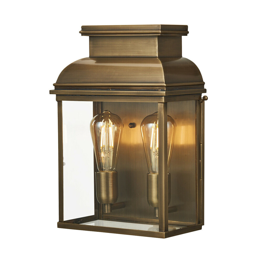 Loops Outdoor Ip44 Twin Wall Light Aged Brass Led E27 100W D02002