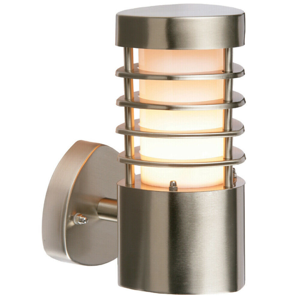 IP44 Outdoor Wall Light Stainless Steel Open Lantern Traditional Slotted Porch