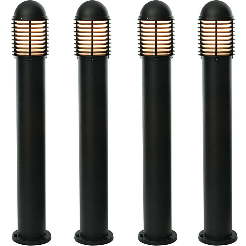 4 PACK Outdoor IP44 Bollard Light Matt Black 1000mm Lamp Post Garden Driveway