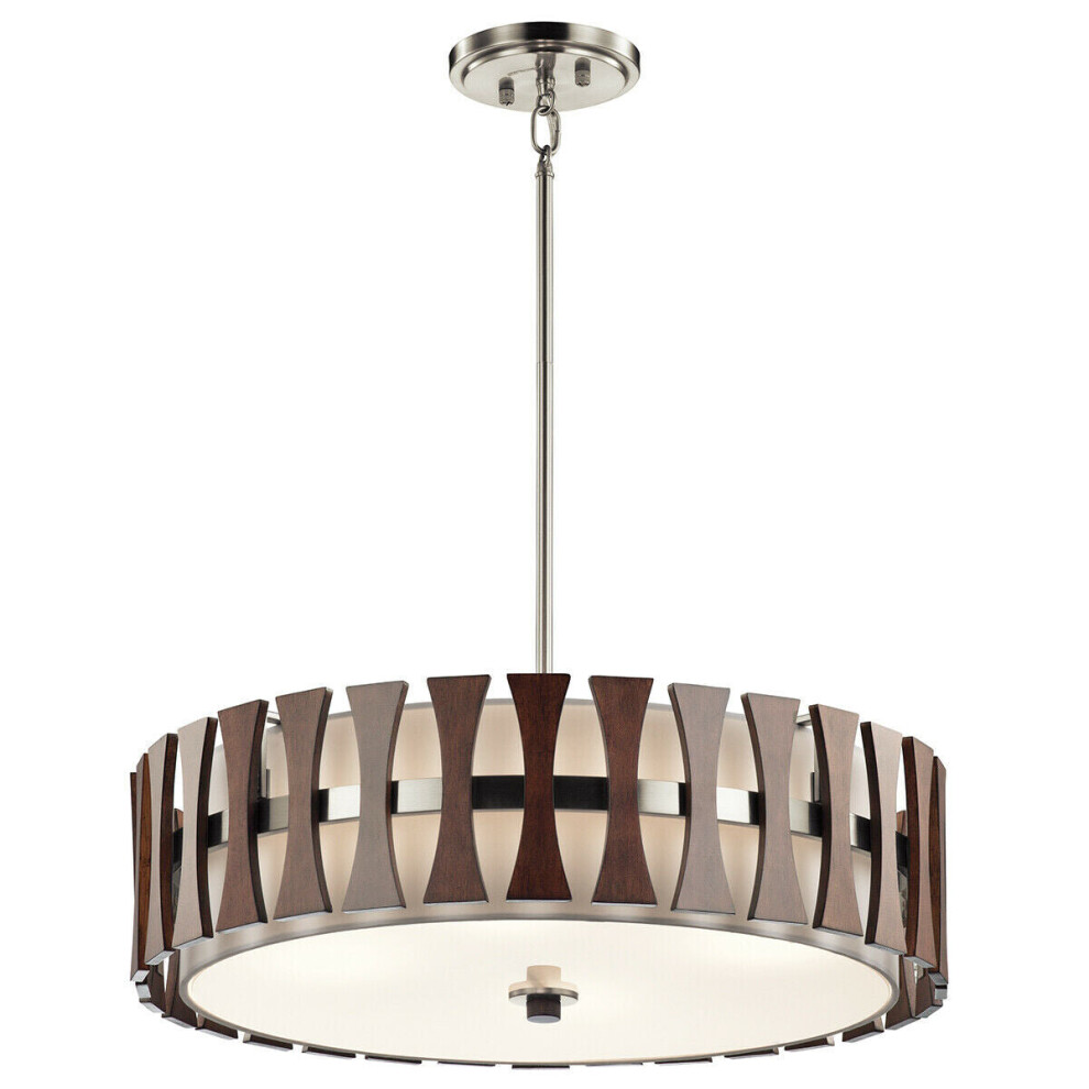 Loops 4 Bulb Ceiling Pendant Light Fitting Auburn Stained Wood Led E27 100W Bulb