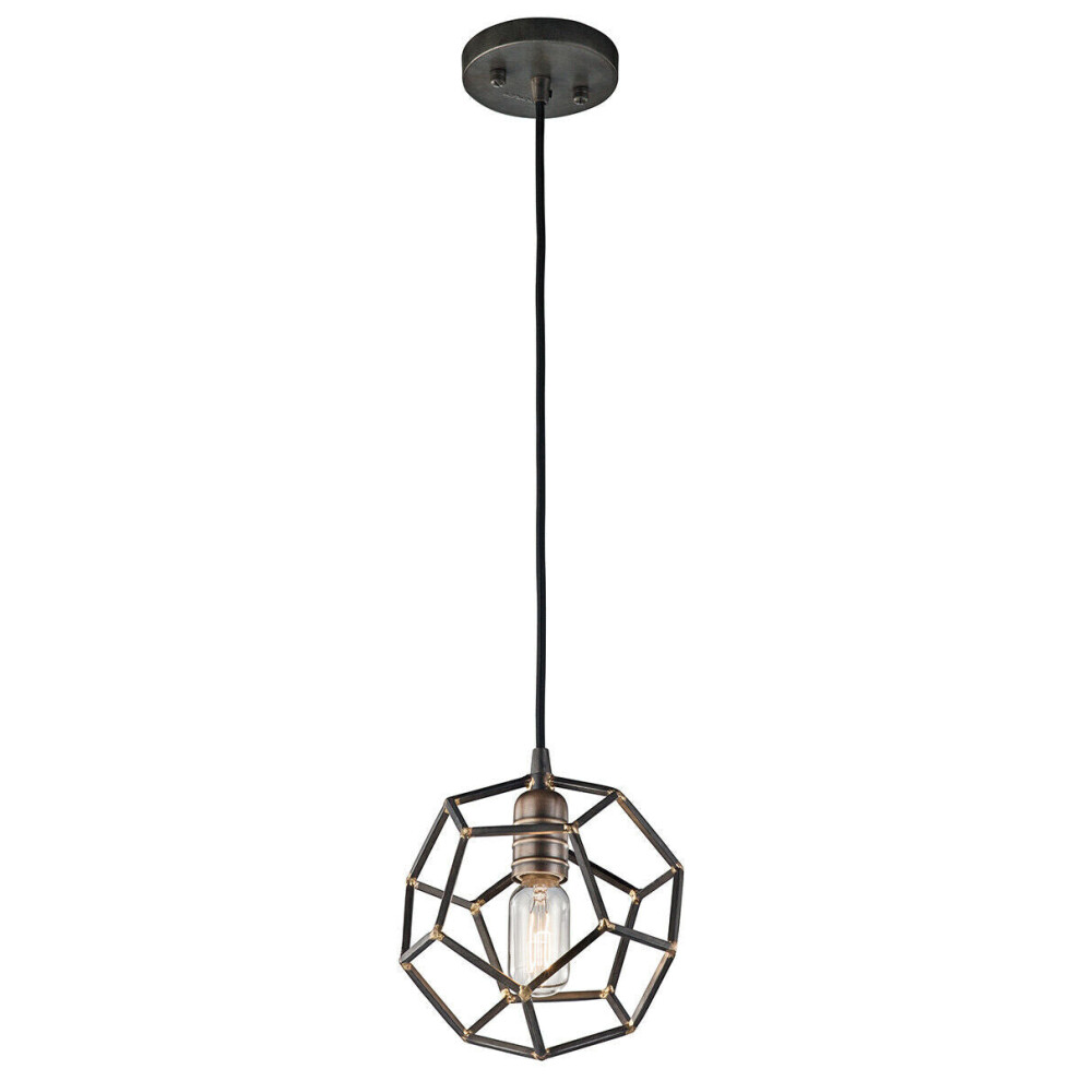 Loops 1 Bulb Ceiling Pendant Light Fitting Raw Steel Led E27 100W Bulb