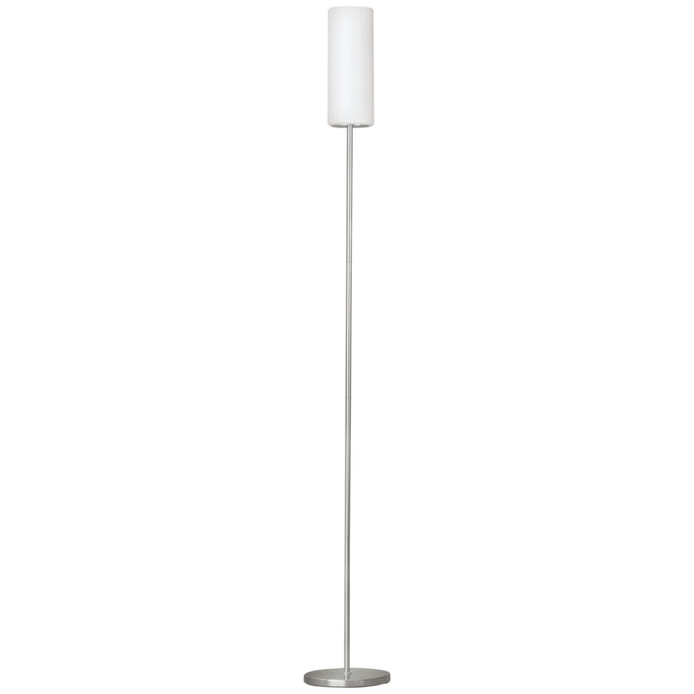 Loops Floor Lamp Satin Nickel Shade Painted Satin Glass Bulb E27 1X60w Light/White