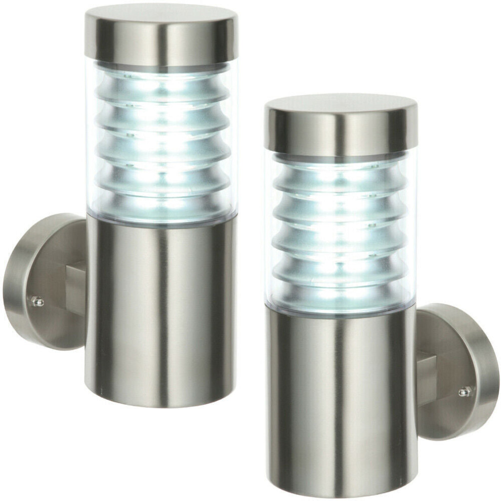 2 PACK IP44 Outdoor Wall Light Steel Spiralled Clear Shade Porch Outdoor Lamp