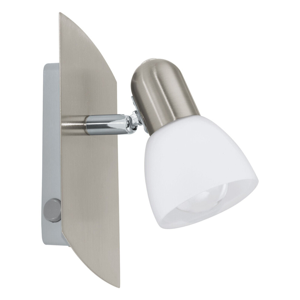 Loops Wall Spot Light Colour Satin Nickel Shade White Satin Glass Bulb E14 1X25w