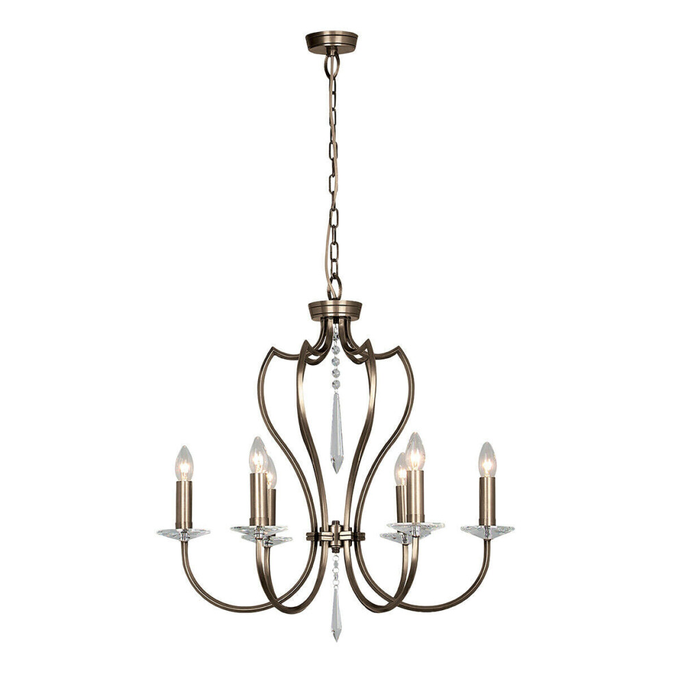 Loops 6 Bulb Chandelier Hanging Pendant Light Dark Bronze Led E14 60W Bulb