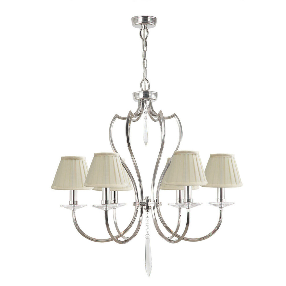 Loops 6 Bulb Chandelier Highly Polished Nickel Led E14 60W Light